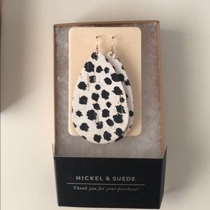 Nickel & Suede Spotted Cork Earrings Size Medium